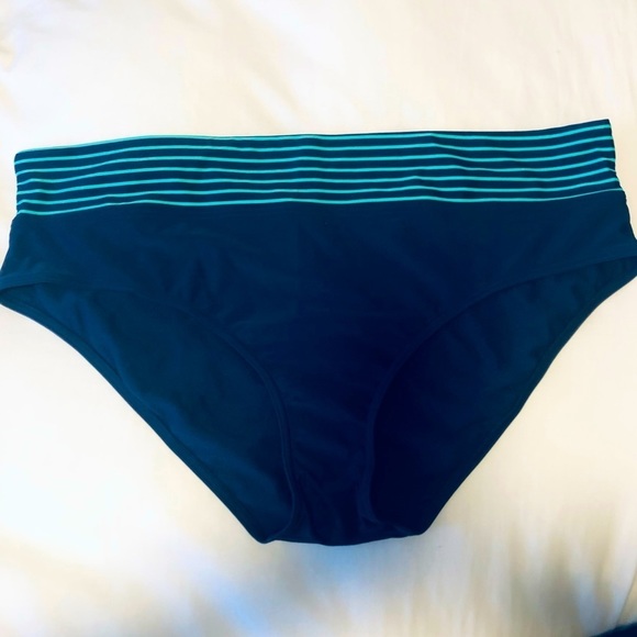Plus Size 1X (18/20) Navy/Aqua Swim Brief - Picture 2 of 10